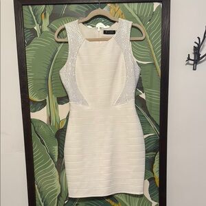 White Ribbed Halter Bodycon Mini Dress